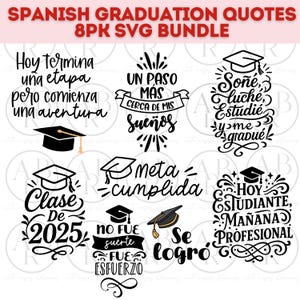 Pacote SVG de Formatura em Espanhol | Citações em Espanhol para Formatura | Turma de Espanhol de 2025 | PNG | Designs Digitais em Espanhol | Imagens | dtf