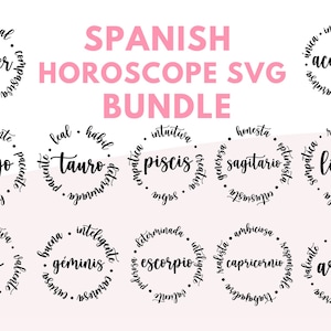 Pakiet Hiszpańskiego Horoskopu SVG | svg en espanol de Horoscopo | Pakiet Hiszpańskiego Horoskopu SVG | Pakiet Znaków Zodiaku SVG | Pakiet Astrologii SVG
