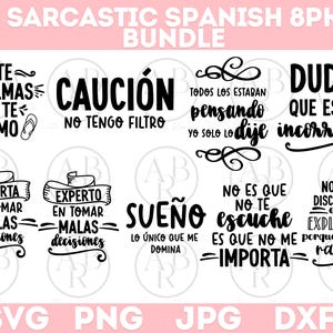 Spanish Sarcastic svg Bundle | Funny Spanish svg | svg for shirts in Spanish | png designs in spanish | spanish png | digital downloads |