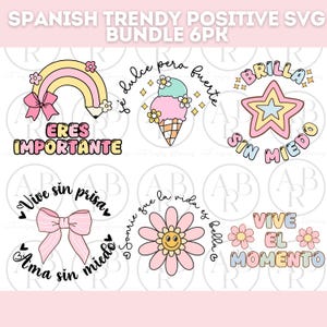 6 Frases Motivadoras Paquete de SVG | Frases Positivas svg | Latina png | SVG en Espanol | Frases Bonitas svg | Frases en Espanol svg