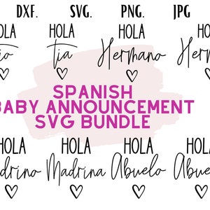 Nuevo Bebe svg Bundle | Spanish Baby svg Bundle | New Baby png | Spanish png Bundle | Hola Tio svg | Hola Madrina svg | Hola Abuela svg