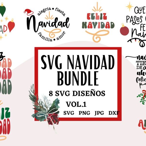 Paquete SVG de Navidad / Paquete SVG de Navidad español / SVG en español / Vector de Navidad / Feliz Navidad svg / Navidad española png /