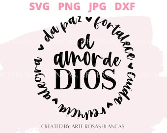 El Amor de Dios svg | Spanish svg | Frases Positivas Religiosas svg | Frases religiosas svg | Fraces Cristianas svg | Frases Biblicas svg