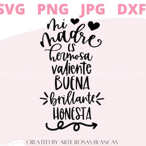 Svg Dia de Las Madres | Madre svg | Svg espagnol | SVG en espagnol | Amor a Mama svg | Svg Frases Positivas para Mama