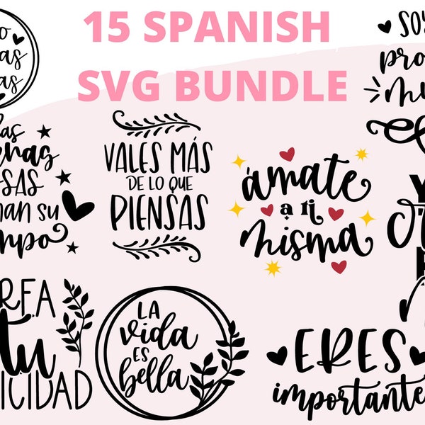 Spaanse SVG-bundel | Spaanse SVG | Frases Positief SVG | Mujer Virtuosa-svg | Salud mentale SVG | Frases SVG Espanol | Spaanse bundel SVG