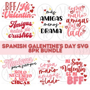 Paquete de 8 svg del Día de San Valentín en español / svg en español / svg de mejor amigo / svg de mejor amigo latino / png latino / PNG / svg de San Valentín en español /