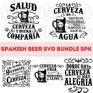 Paquete SVG de citas de cerveza en español / Paquete SVG en español / Paquete SVG de cerveza en español / Paquete de 5 paquetes para Cricut / PNG / Letreros de cerveza vintage SVG