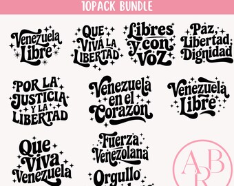 Spanish Venezuela Quotes 10 Pack SVG Bundle | Frases en Espanol de Venezuela | Digital Downloads