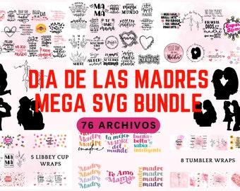 Dia de las Madres Mega Bundle svg | SVG en espanol | 76 svg Archivos y PNG en espanol para dias de las madres | cricut svg | paquete png