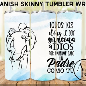 Frases Dia de los Padres Tumbler Wrap en Español para 20oz Skinny Tumblers | Tapered Tumbler Wrap en Español | Spanish Tumbler Wrap