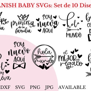 Set van 10 Bebe-disenos SVG | Spaanse babybundel SVG | SVG-bundel in Espanol | SVG van Nuevo Bebe | Recien Nacido-svg