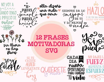 12 Frases Motivadoras Paquete de SVG | Frases Positivas svg | Latina png | SVG en Espanol | Frases Bonitas svg | Frases en Espanol svg