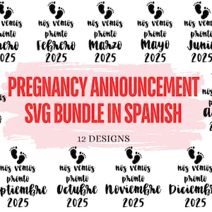 Faire-part de grossesse pour bébé en espagnol SVG | Svg espagnol | Svg nouveau-né | Nouveau bébé 2025 svg | Grenouillère espagnole svg