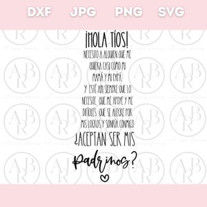 Propuesta de Padrinos png para tios en Espanol / PNG / Español png / Padrinos png / Bautizo svg / Aceptan ser mis padrinos png / svg