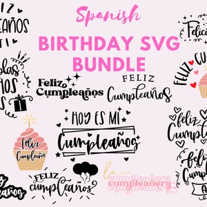 Feliz Cumpleanos svg Bundle en Espanol | Spanish Birthday SVG Bundle | Celebracion svg | Feliz Cumpleanos svg  | Spanish SVG Bundle
