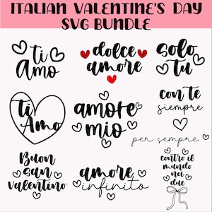 Italian Short Valentine's Day Quotes svg png 10 Pack Bundle | Happy Valentine's Day svg Bundle | Digital Downloads | Amore svg