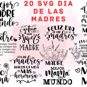 Dia de las Madres SVG bundel | Paquete-svg | Madres png | Feliz Dia de las Madres-svg | Dia de las Madres png | png Spaans | svg in het Spaans