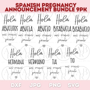 Faire-part de grossesse espagnol Bundle svg | Svg espagnol | Bundle svg espagnol pour Cricut | Nouveau bébé svg |