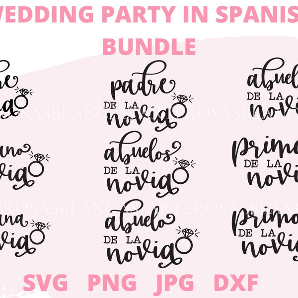 Pacchetto SVG matrimonio spagnolo/ Pacchetto SVG festa di nozze/Svg spagnolo/Padre della sposa SVG/Pacchetto spagnolo/PNG matrimonio/SVG matrimonio