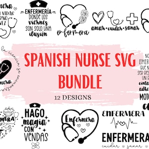 Enfermera svg Bundle / Enfermeria svg / svg en español / Medicina svg / Frases de Enfermeria svg/ Diseños para Cricut /
