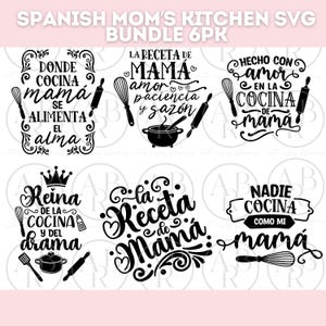 Spanish Mom Cooking Phrases svg Bundle | Spanish Mother&#39;s Day svg Bundle | Spanish Kitchen svg | Spanish png | Mom svg | Latino svg