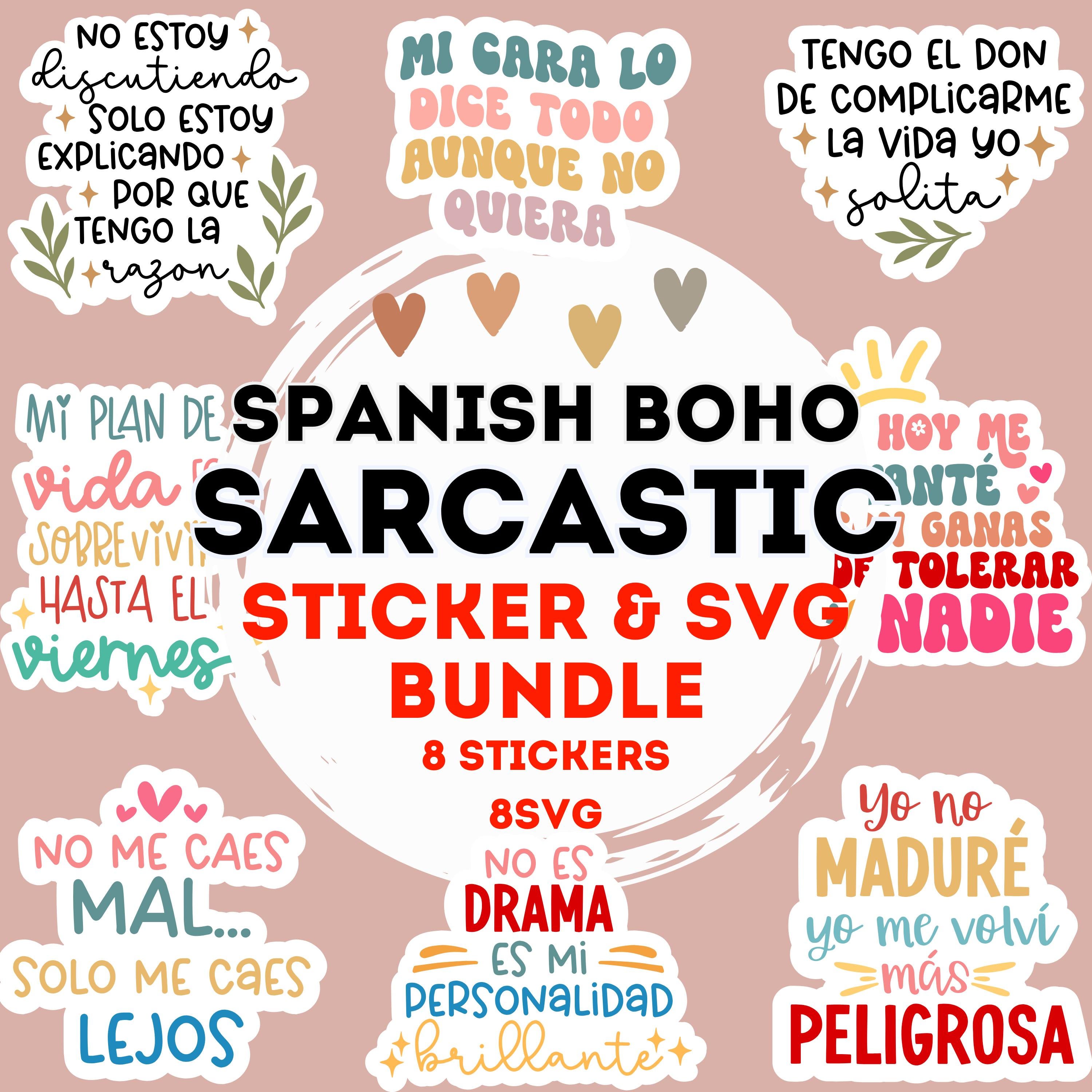 Spanish Boho Sarcastic Stickers and SVG Bundle | Funny Sayings in Spanish svg | Quotes in Spanish svg | En Espanol svg | png|Sarcasmo Frases