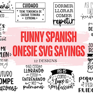 Rompertjes grappige Spaanse svg bundel | Grappige frases Spaans svg | Pasgeboren svg | Baby-svg | Latino svg-bundel |