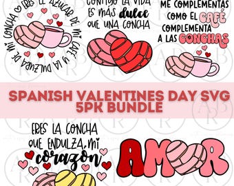 Concha Valentines Day svg Bundle | Mexican Valentines Bundle png | Pan Dulce svg | Cafe svg | Amor svg | Concha Pan Dulce svg | Spanish svg