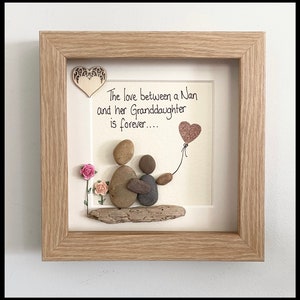 Personalised Nan/Gran and granddaughter pebble art picture