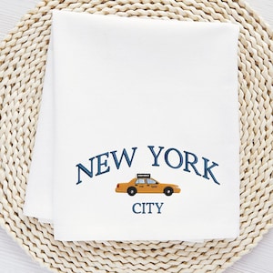 New York City Taxi Embroidered Towel, Flour Sack Towel, Kitchen Towel, Hand Towel, Dish Towel, New York Cab, NYC cab, Cab Driver