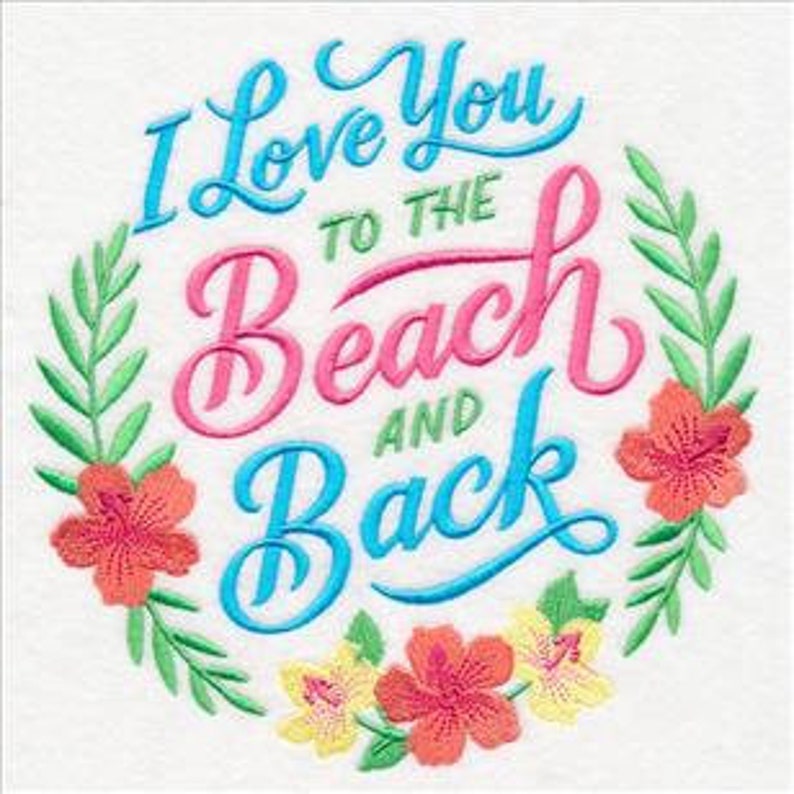 I Love You to the Beach and Back Embroidered Towel Flour Sack Towel Kitchen Towel Hand Towel Tea Towel Dish Towel Waffle Terry Hand Towel image 1