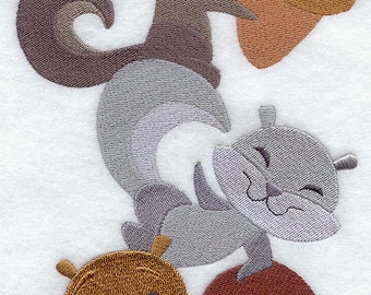 Nuts for Squirrel Stack Embroidered Towel Flour Sack Towel Kitchen Towel Tea Towel Dish Towel Squirrel Embroidery Animal Embroidery