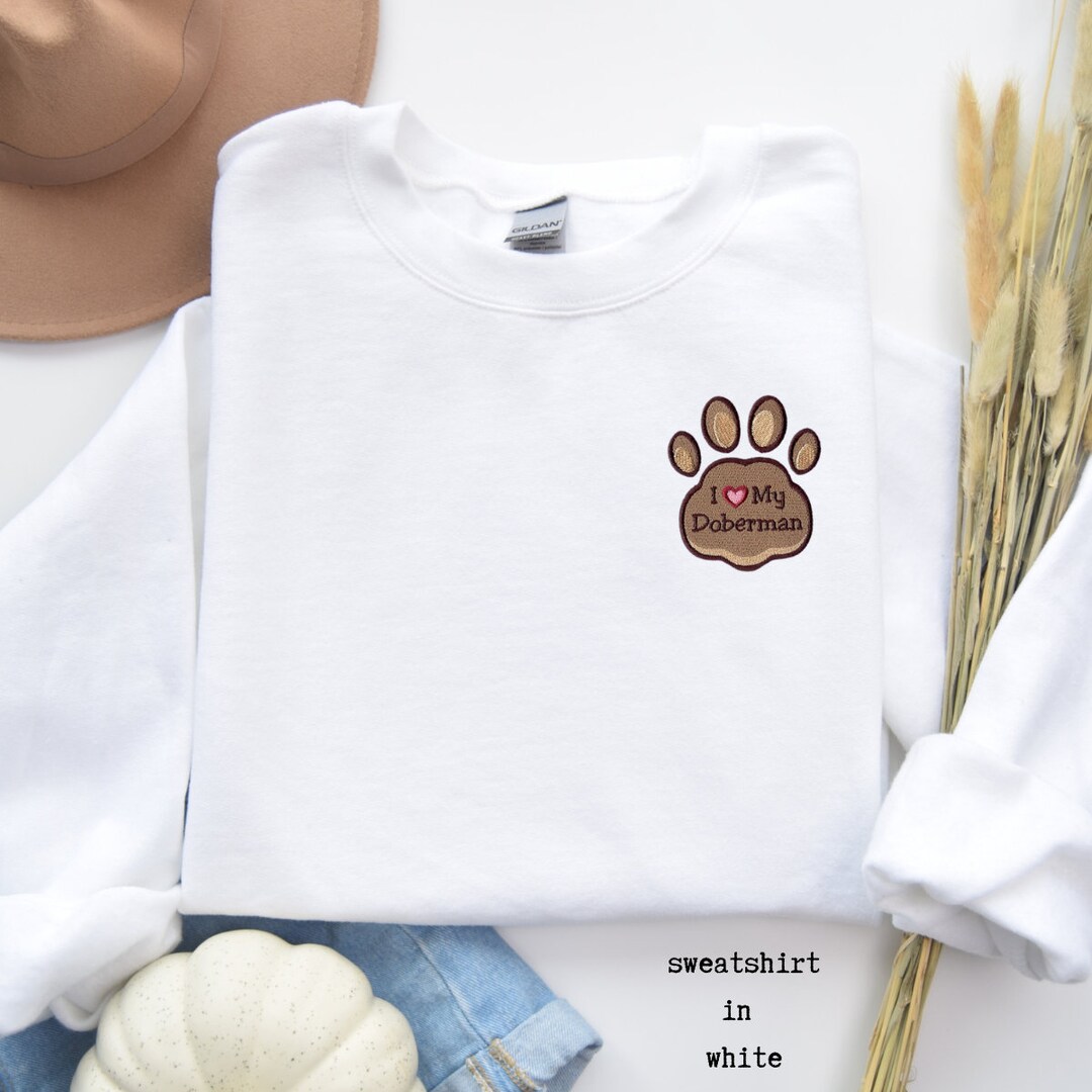 Pattern Print Doberman Dog Women Crewneck Sweatshirt