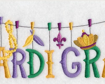 Mardi Gras Reveley Clothesline Embroidered Towel Flour Sack Towel Kitchen Towel Hand Towel Tea Towel  Dish Towel Waffle Terry Hand Towel