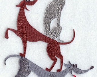 Greyhound Stack Embroidered Towel Flour Sack Towel Kitchen Towel Hand Towel Tea Towel Dish Towel Greyhound Rescue Dog Embroidery