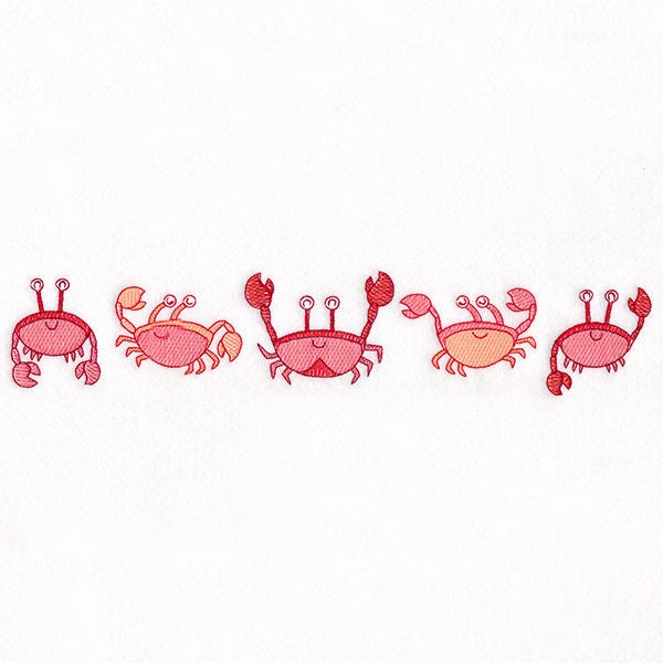 Sizzling Summer Happy Crabs Embroidered Towel Flour Sack Towel Kitchen Towel Hand Towel Tea Towel Dish Towel Crab Embroidery Waffle Weave