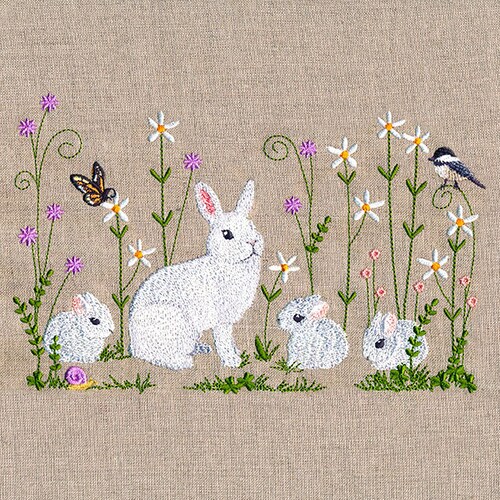 Embroidered Rabbit Tea Towel/embroidered Spring Etsy