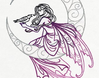 Luna Fae Fairy Embroidered Towel Flour Sack Towel Kitchen Towel Hand Towel Tea Towel Towel Dish Towel Embroidered Fairy