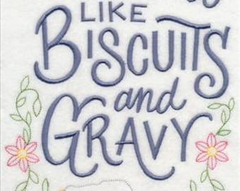 I Love You Like Biscuits and Gravy Embroidered Towel Flour Sack Towel Kitchen Towel Hand Towel Tea Towel Dish Towel Terry Hand Towel