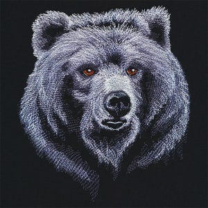 Majestic Bear Embroidered Waffle Weave Hand Dish Towel, Flour Sack, Kitchen Towel, Grizzly Bear Towel