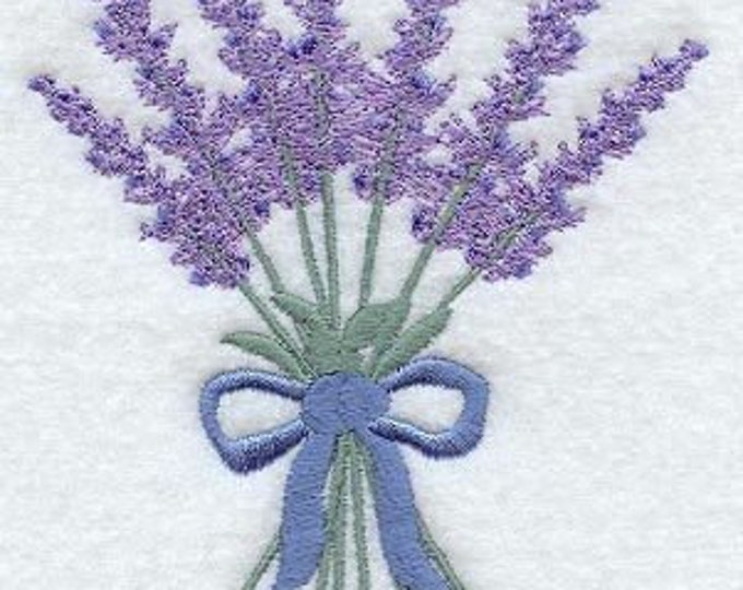Lavender Bouquet Embroidered Towel Flour Sack Towel Kitchen Towel Hand Towel Tea Towel Dish Towel Garden Herb Embroidery