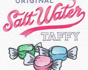 Salt Water Taffy Embroidered Towel Flour Sack Towel Kitchen Towel Hand Towel Dish Towel Candy Embroidery Boardwalk Candy