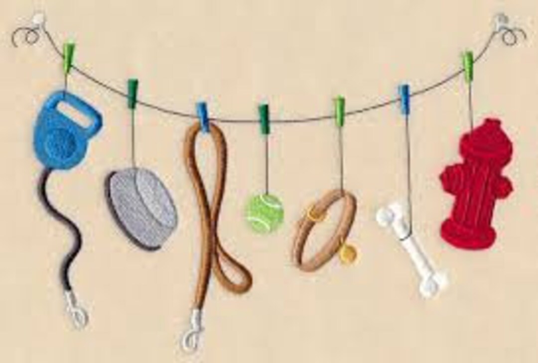 Dog Clothesline Embroidered Towel Flour Sack Towel Kitchen Etsy