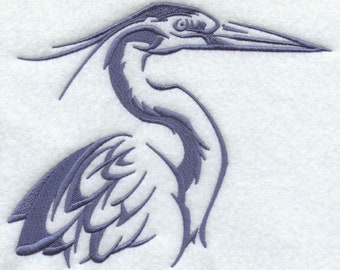 Heron Silhouette Embroidered Towel Flour Sack Towel Kitchen Towel Hand Towel Tea Towel Dish Towel Bird Embroidery