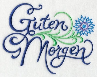 Guten Morgen Embroidered Towel Flour Sack Towel Kitchen Towel Hand Towel Tea Towel Dish Towel Good Morning German Terry Hand Towel