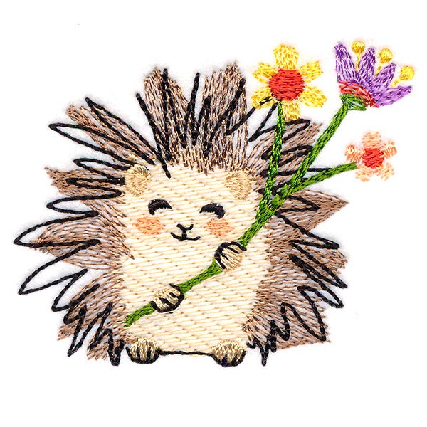 Sweet Garden Hedgehog Embroidered Towel Flour Sack Towel Kitchen Towel Hand Towel Tea Towel Dish Towel Terry Hand Towel Animal Embroidery