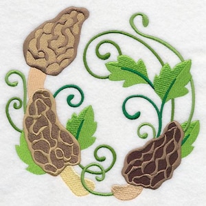Morel Mushroom Wreath Embroidered Towel, Flour Sack Towel, Kitchen Towel, Hand Towel, Dish Towel, Mushroom Embroidery, Velour Towel