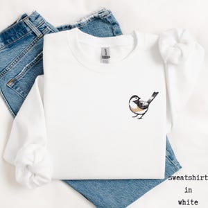 Embroidered Chickadees Dressed for Winter Light Blue UNISEX Sweatshirt Chickadees in Coats and Scarf Winter Birds Birds on a Limb Etsy
