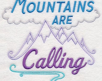 The Mountains are Calling Embroidered Towel Flour Sack Towel Kitchen Towel Hand Towel Nature Embroidery Velour Hand Towel