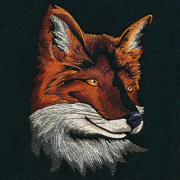 Embroidered Red Fox Portrait Kitchen Waffle Weave Terry Cotton